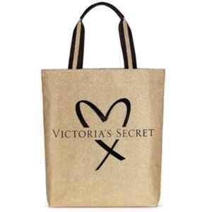 NWOT VICTORIA'S SECRET GOLD SPARKLE GLITTER TOTE